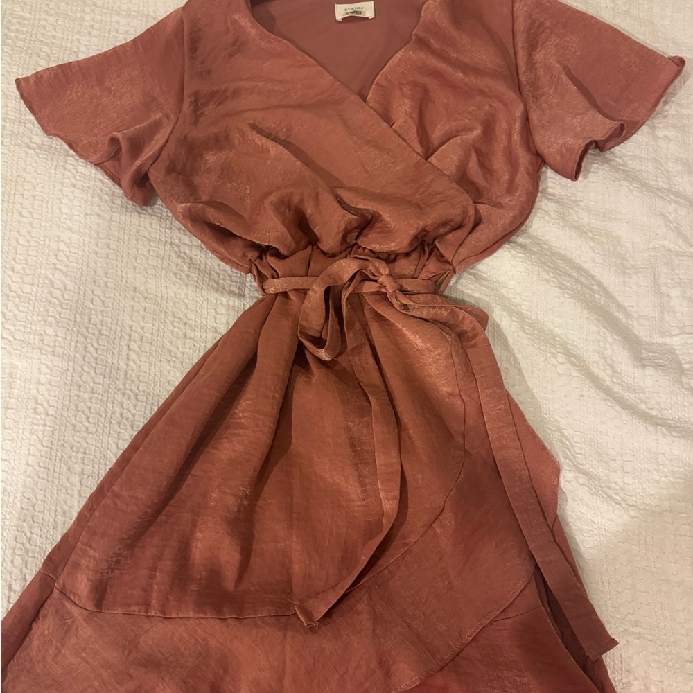 Pink Lily Asymmetrical Wrap Dress in Dusty Rose